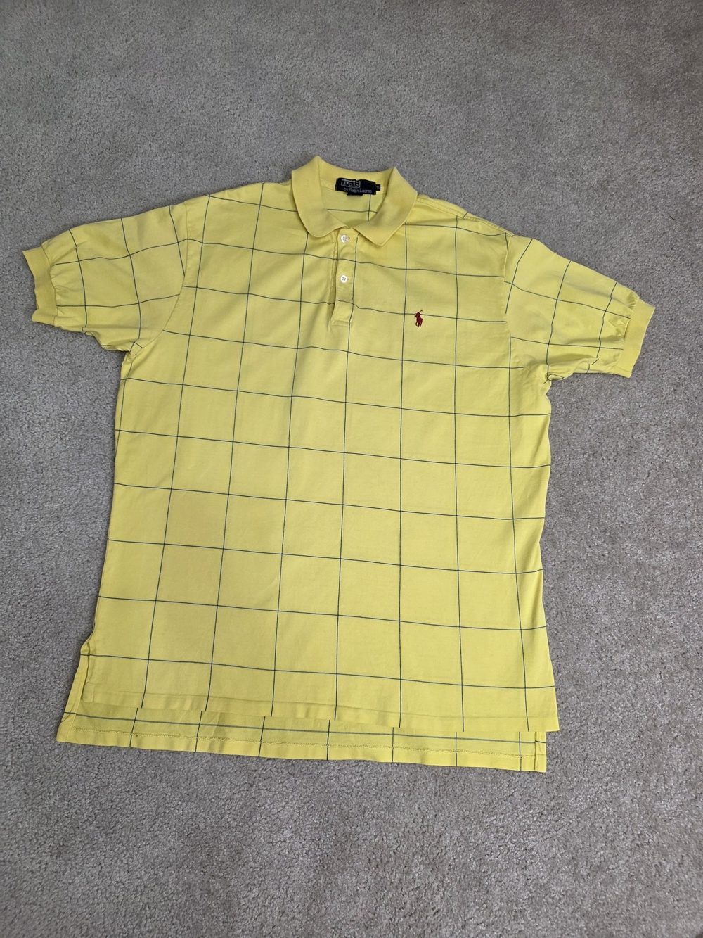 Polo by Ralph Lauren Yellow Windowpane Short-Sleeve Polo XL